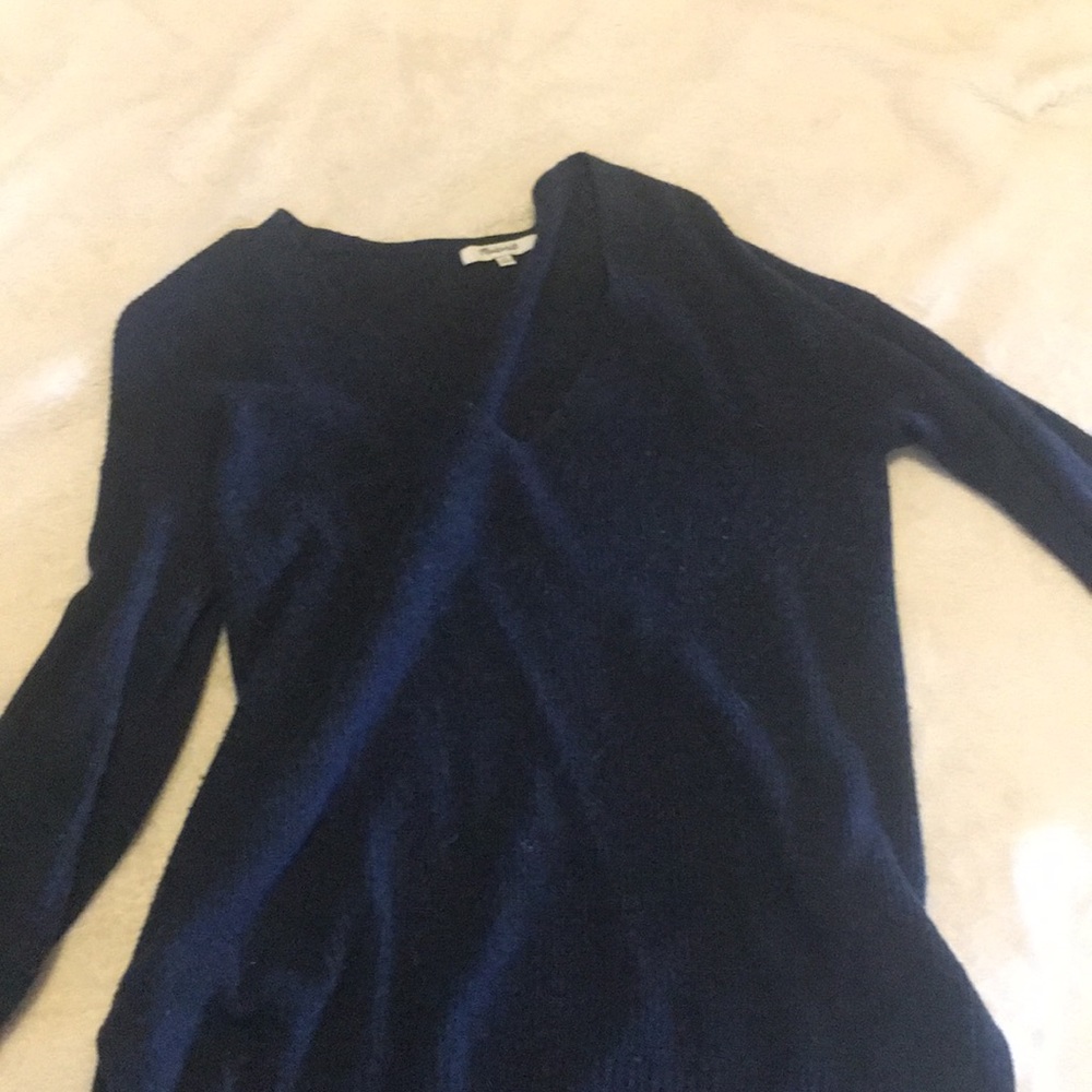 Gently used navy blue pull over sweater